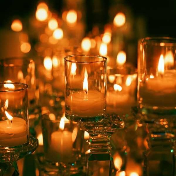 burning candles in the dark